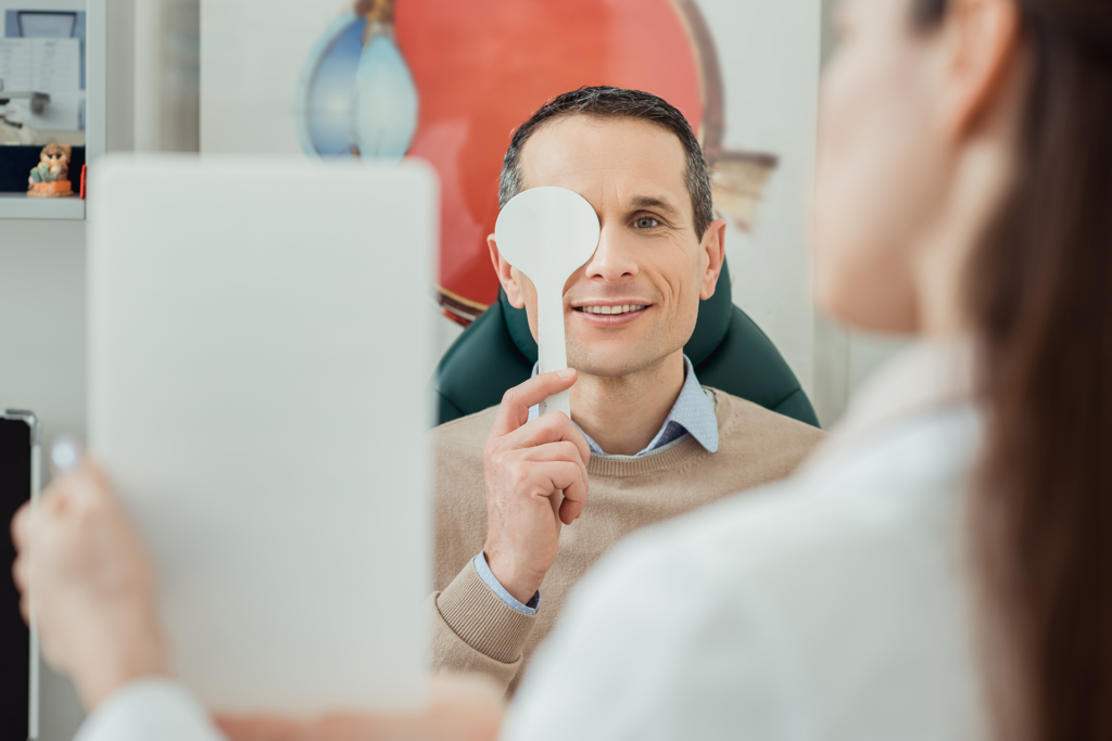 Man getting eye exam